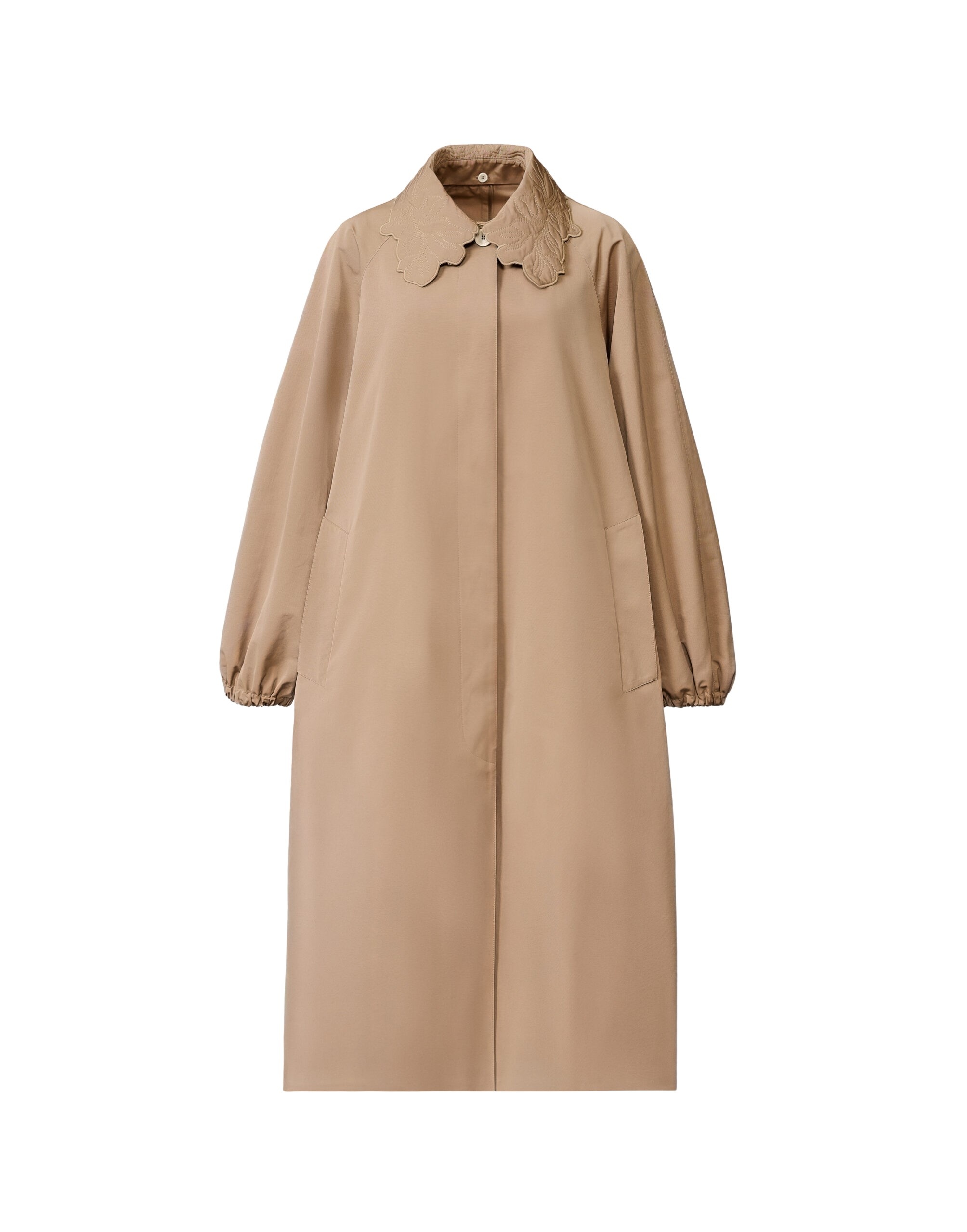 Fabiana Filippi Long Trench Coat in Ottoman, Mud