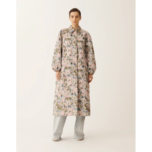 Fabiana Filippi Long Trench in Technical Chiné Coat, view 3