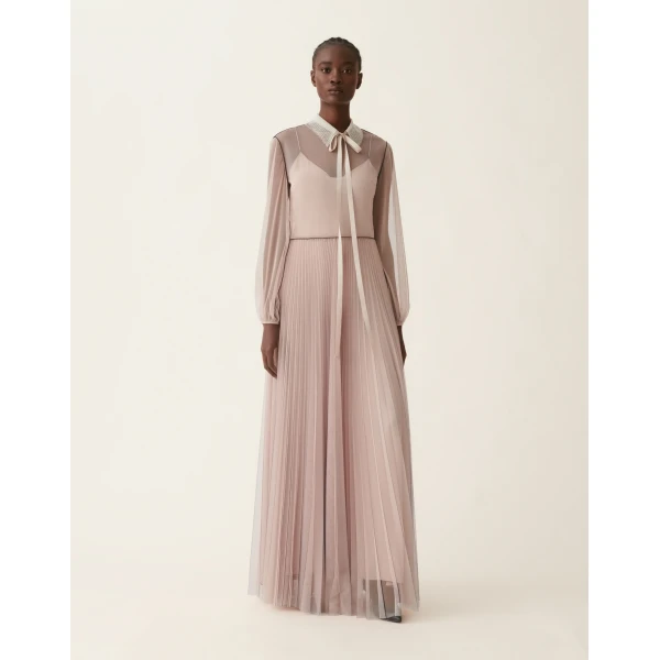 Fabiana Filippi Long Tulle Dress in Cachà, view 3