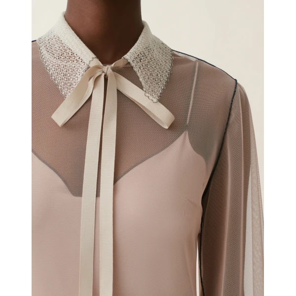 Fabiana Filippi Long Tulle Dress in Cachà, view 5