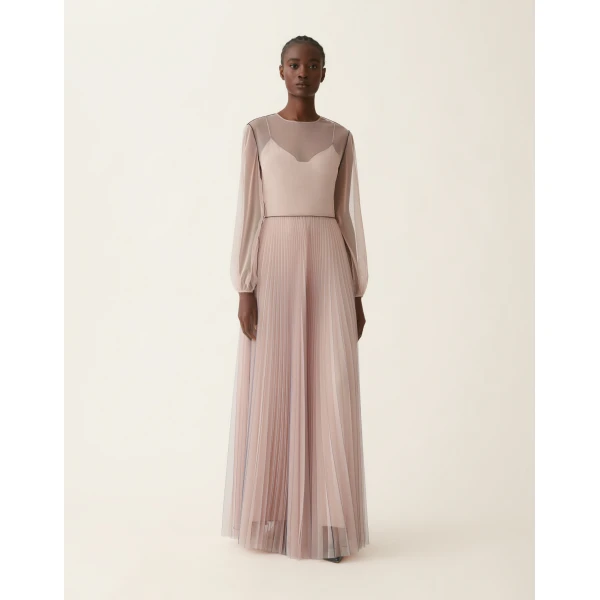 Fabiana Filippi Long Tulle Dress in Cachà, view 6