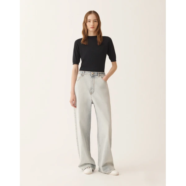 Fabiana Filippi Marbled Aqua Denim Pants, view 3