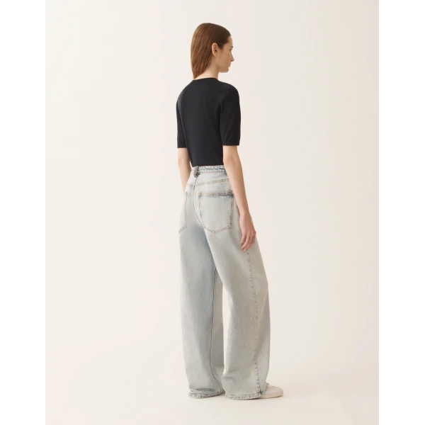 Fabiana Filippi Marbled Aqua Denim Pants, view 4