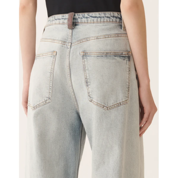 Fabiana Filippi Marbled Aqua Denim Pants, view 5