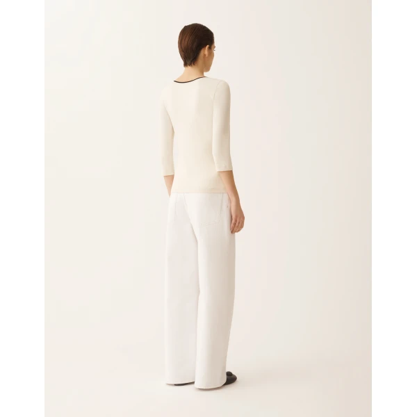 Fabiana Filippi Marinière T-shirt in Butter and Midnight Blue Jersey Top, view 4