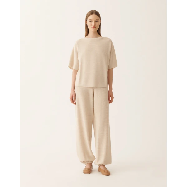 Fabiana Filippi Maxi T-shirt in Wool, Cotton, and Lurex, Butter Knit, view 3