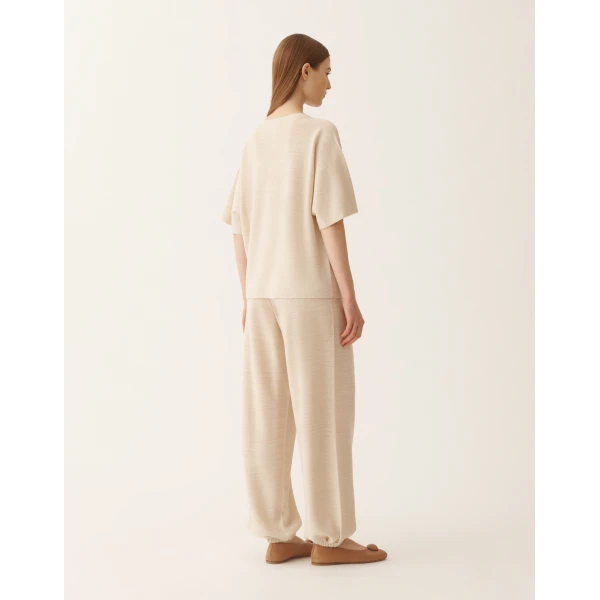 Fabiana Filippi Maxi T-shirt in Wool, Cotton, and Lurex, Butter Knit, view 4