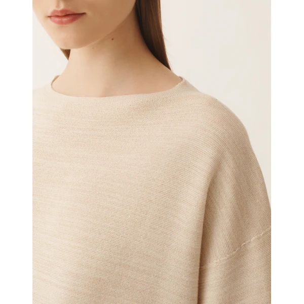 Fabiana Filippi Maxi T-shirt in Wool, Cotton, and Lurex, Butter Knit, view 5