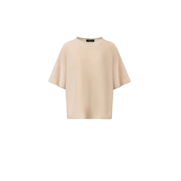 Fabiana Filippi Maxi T-shirt in Wool, Cotton, and Lurex, Butter Knit