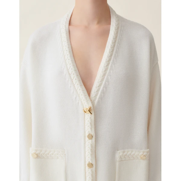 Fabiana Filippi Merino Wool Cardigan in Raffia, view 5