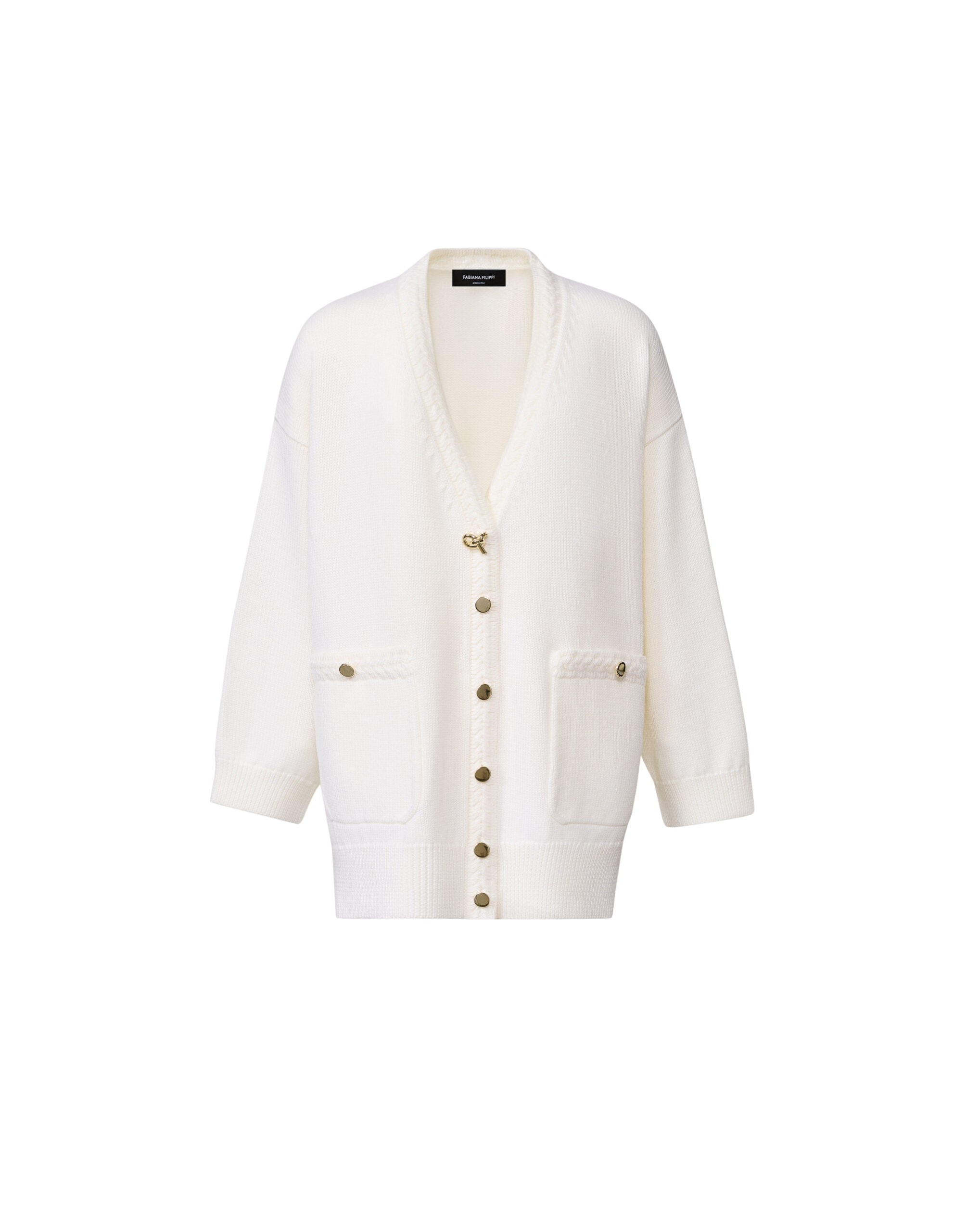 Fabiana Filippi Merino Wool Cardigan in Raffia