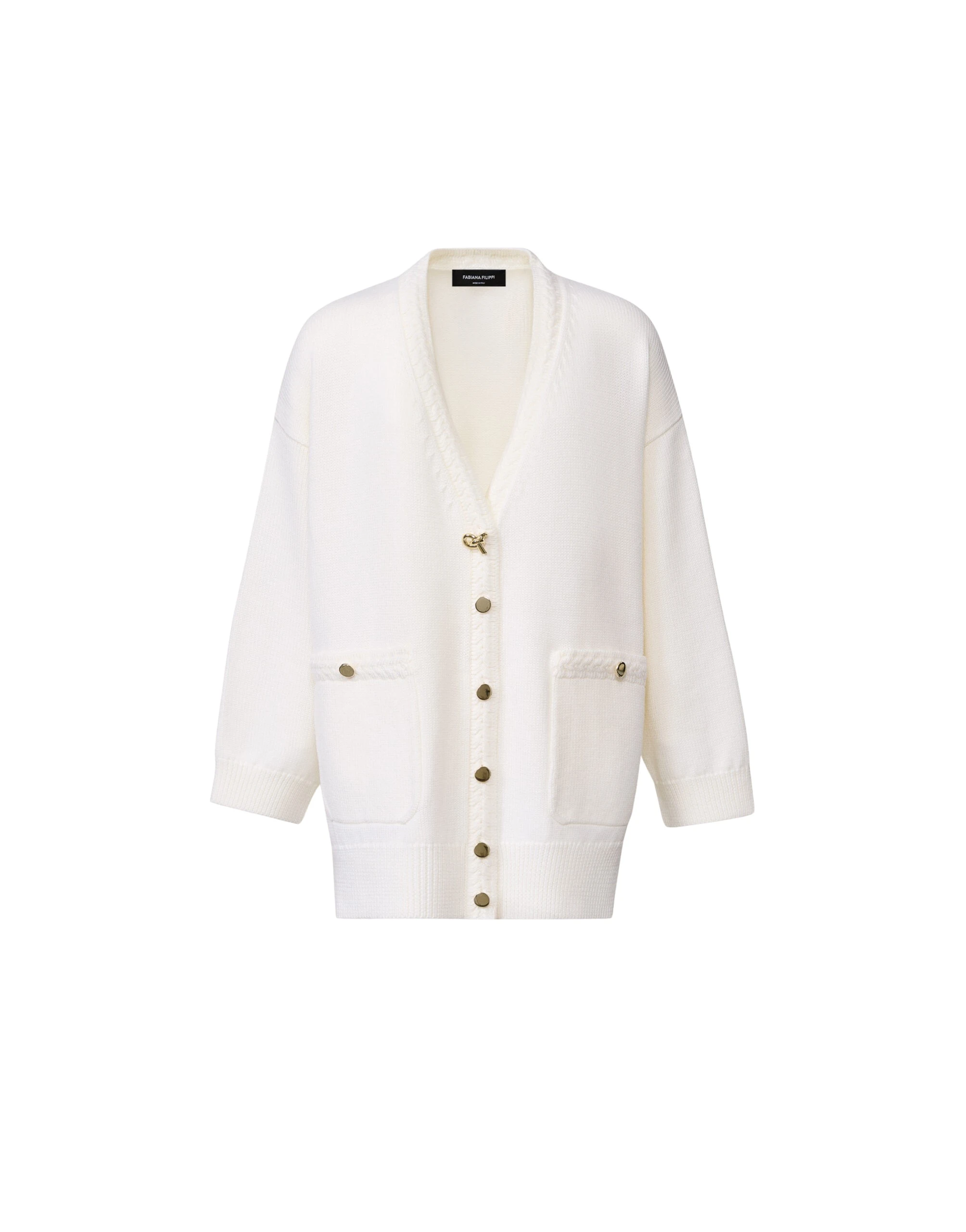 Fabiana Filippi Merino Wool Cardigan in Raffia