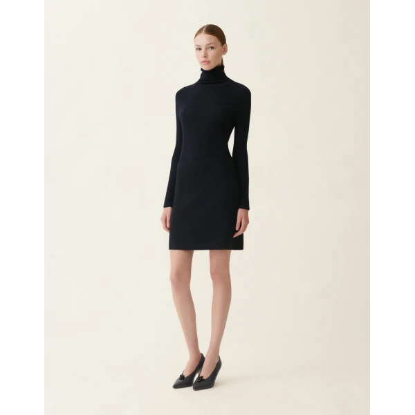 Fabiana Filippi Merino Wool Miniskirt in Midnight Blue Skirt, view 3