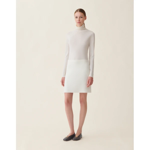 Fabiana Filippi Merino Wool Miniskirt in Raffia Skirt, view 3