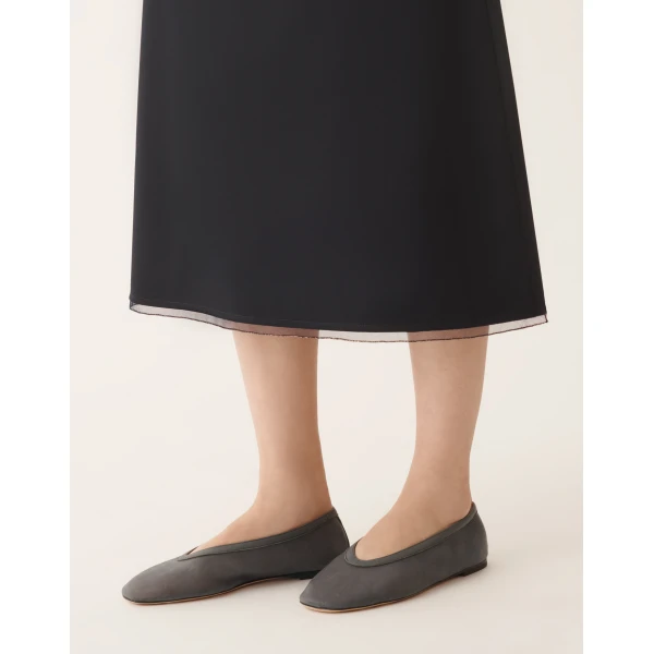 Fabiana Filippi Mid-Length Skirt in Techno Tailoring, Night Blue, view 5