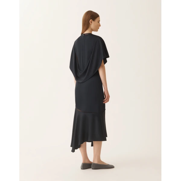 Fabiana Filippi Midi Dress in Midnight Blue Enver Satin, view 4