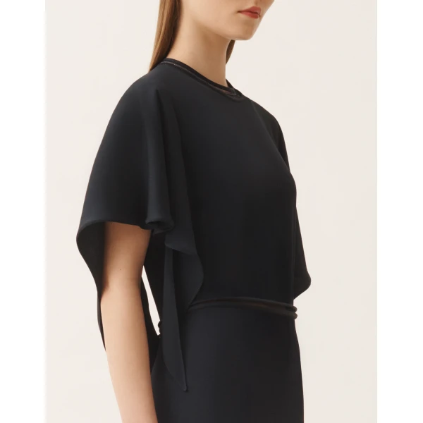 Fabiana Filippi Midi Dress in Midnight Blue Enver Satin, view 5