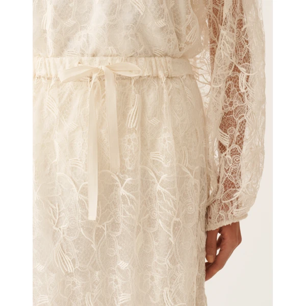 Fabiana Filippi Midi Skirt in Lace, Butter, view 6