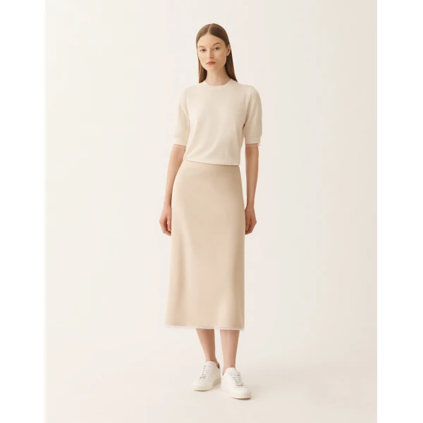 Fabiana Filippi Midi Skirt in Techno Tailoring, Nude, view 3