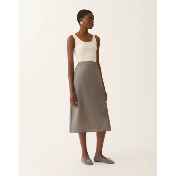Fabiana Filippi Midi Skirt in Water-Reflective Organza, Shadow, view 3