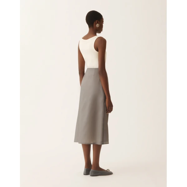 Fabiana Filippi Midi Skirt in Water-Reflective Organza, Shadow, view 4