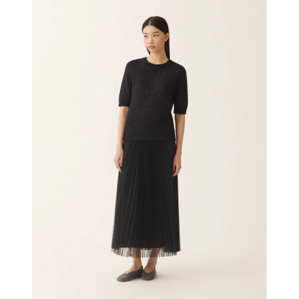 Fabiana Filippi Midnight Blue Mohair Sweater with Sequins, view 3