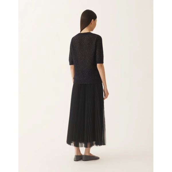 Fabiana Filippi Midnight Blue Mohair Sweater with Sequins, view 4