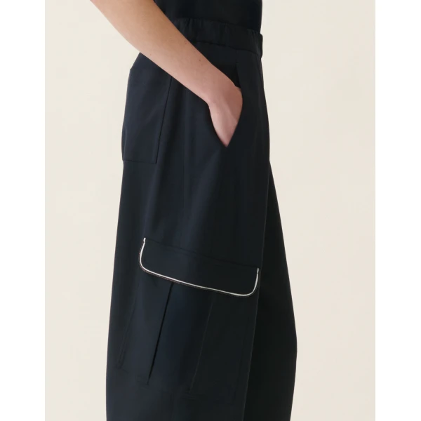 Fabiana Filippi Milano Stitch Jersey Cargo Trousers in Midnight Blue, view 5