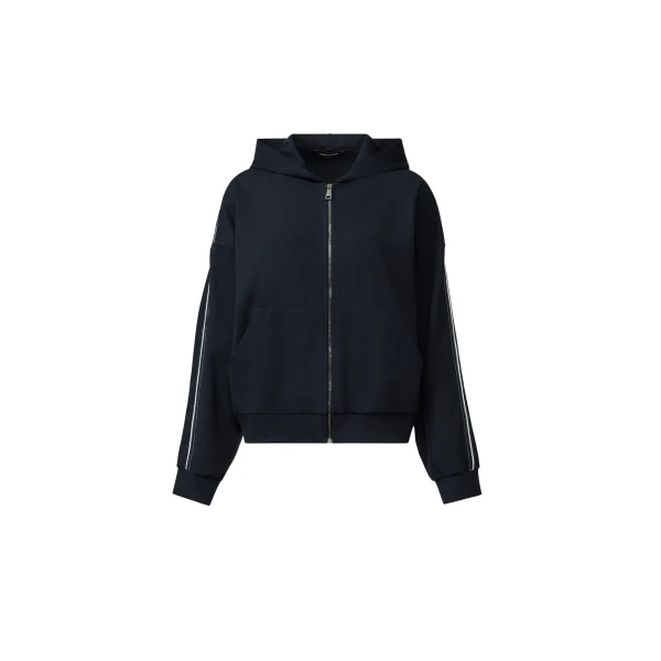 Fabiana Filippi Milano Stitch Jersey Hoodie in Midnight Blue Top