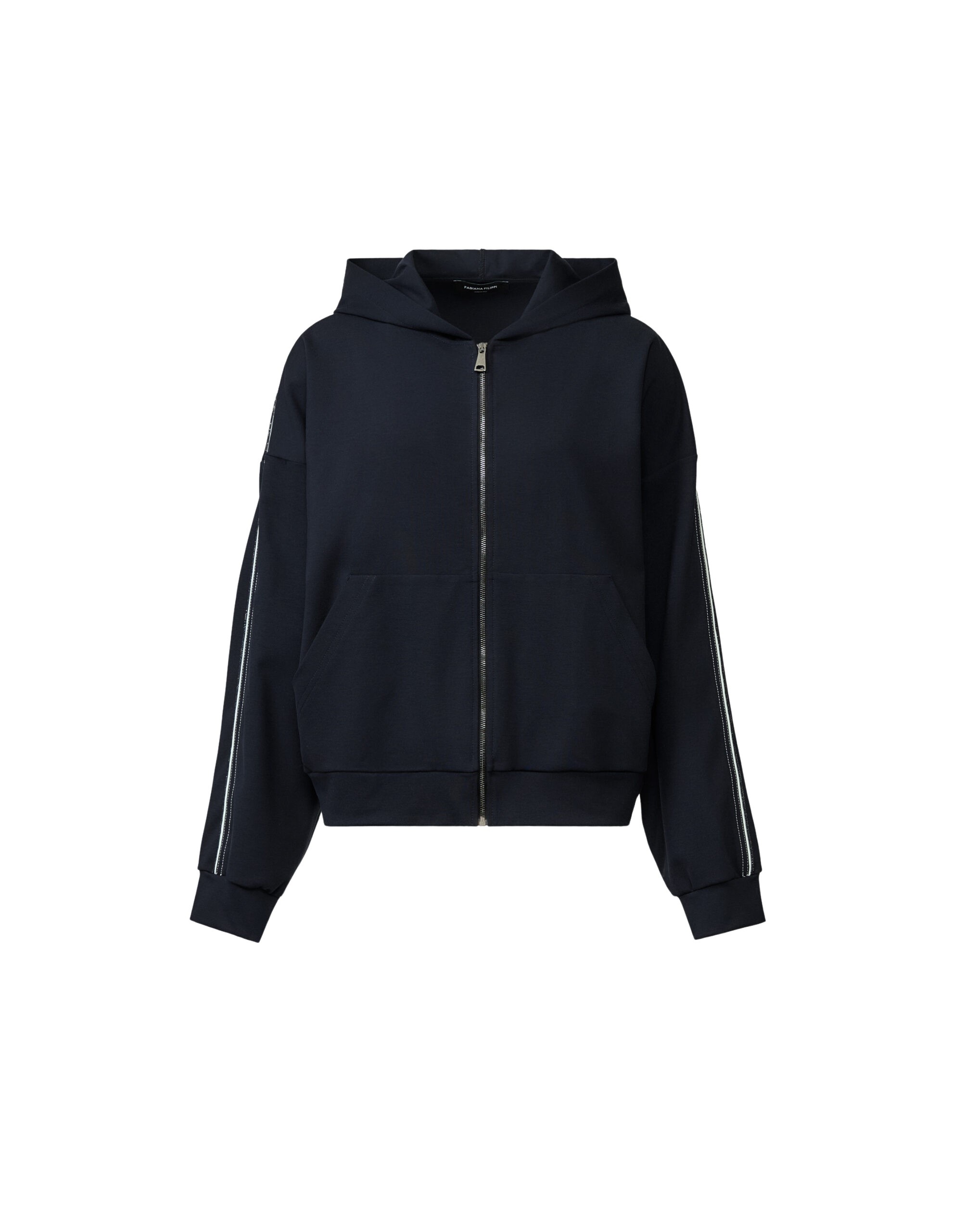 Fabiana Filippi Milano Stitch Jersey Hoodie in Midnight Blue Top