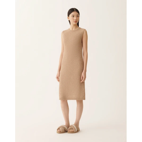 Fabiana Filippi Mini Dress in Cotton Tape with Sequins, Acer, view 3