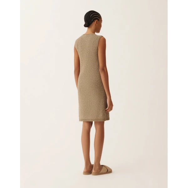 Fabiana Filippi Mini Dress in Cotton Tape with Sequins, Khaki, view 4