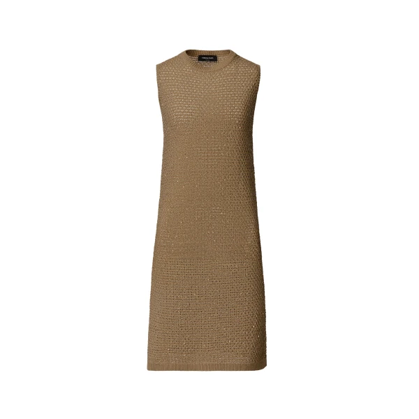 Fabiana Filippi Mini Dress in Cotton Tape with Sequins, Khaki