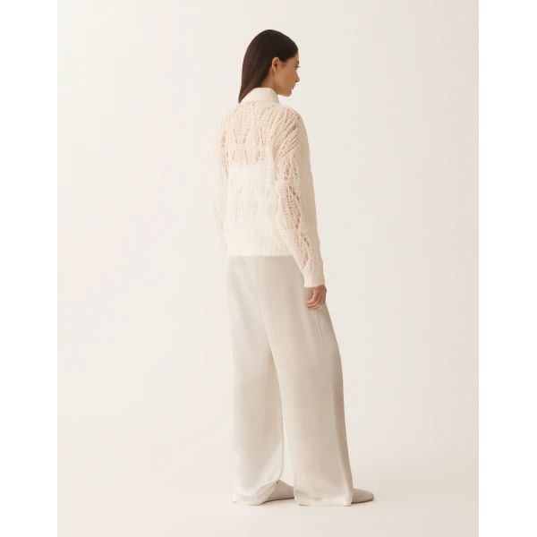 Fabiana Filippi Mohair Bomber Jacket with Coating in Raffia, view 4