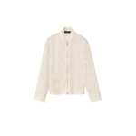 Fabiana Filippi Mohair Bomber Jacket with Coating in Raffia