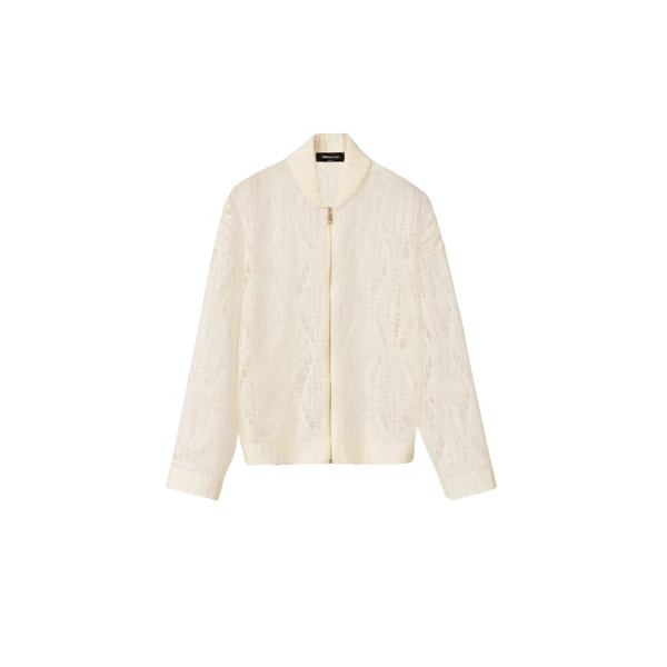 Fabiana Filippi Mohair Bomber Jacket with Coating in Raffia