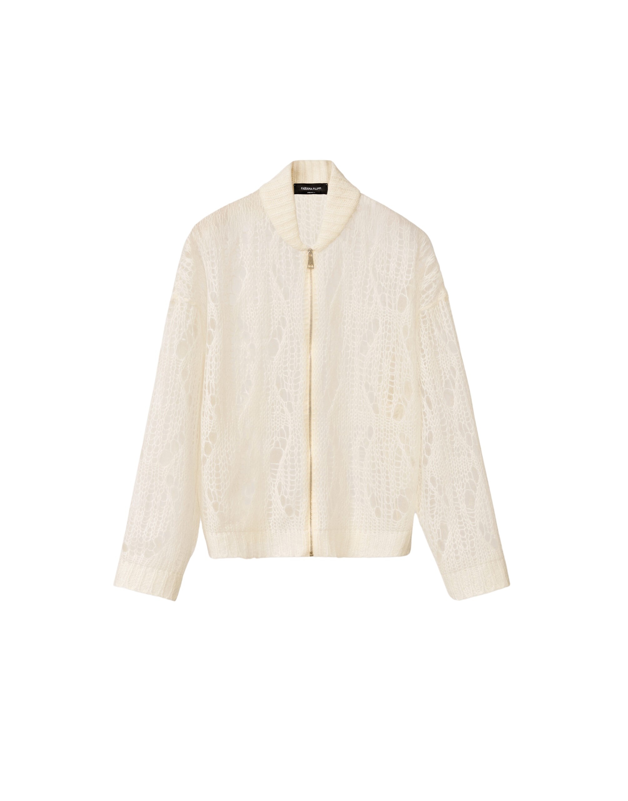Fabiana Filippi Mohair Bomber Jacket with Coating in Raffia
