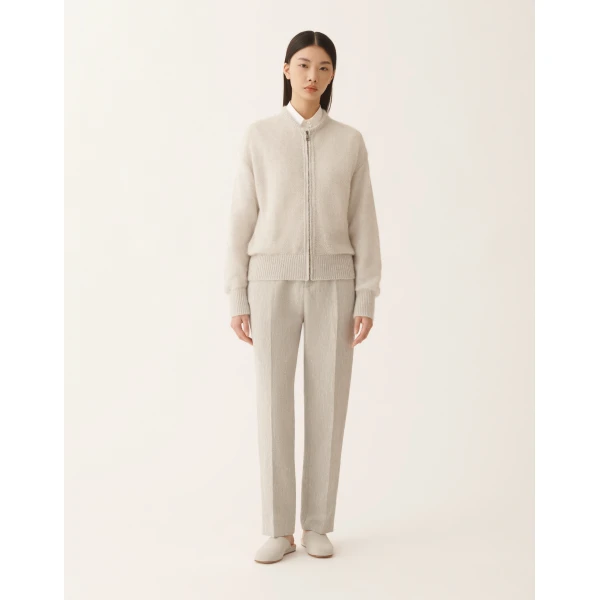 Fabiana Filippi Mohair Bomber with Sequins in Gravel Knit, view 3