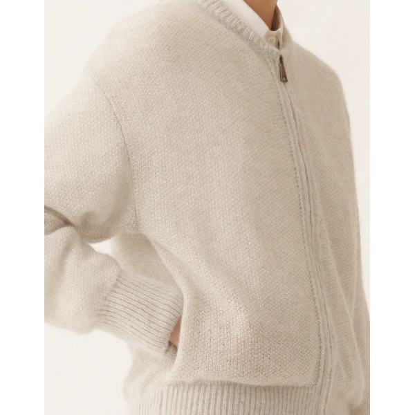 Fabiana Filippi Mohair Bomber with Sequins in Gravel Knit, view 5