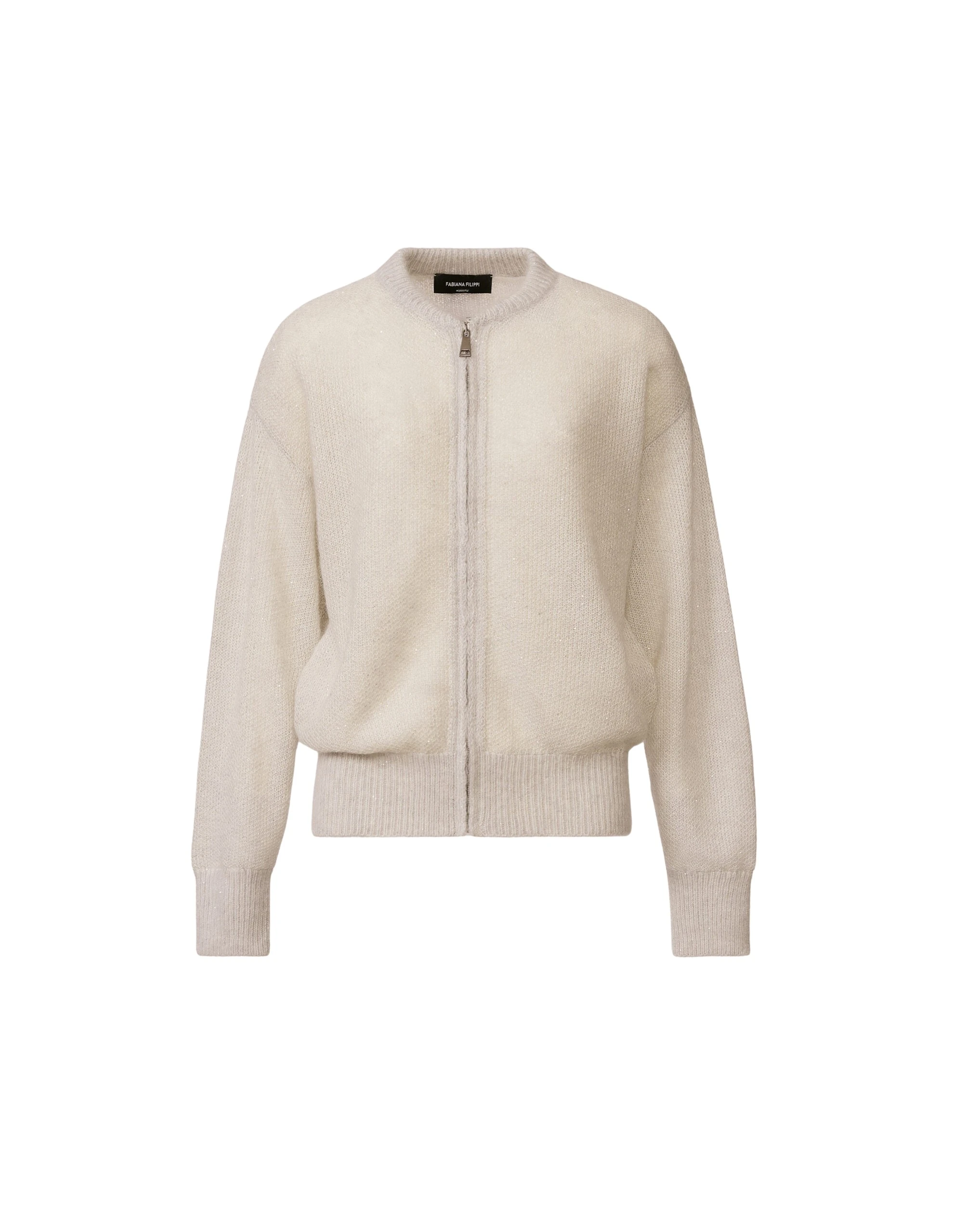 Fabiana Filippi Mohair Bomber with Sequins in Gravel Knit