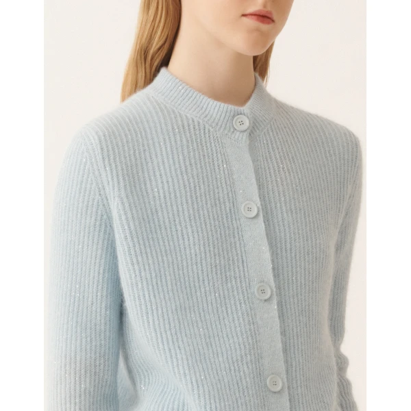 Fabiana Filippi Mohair Cardigan with Sequins in Aqua, view 5