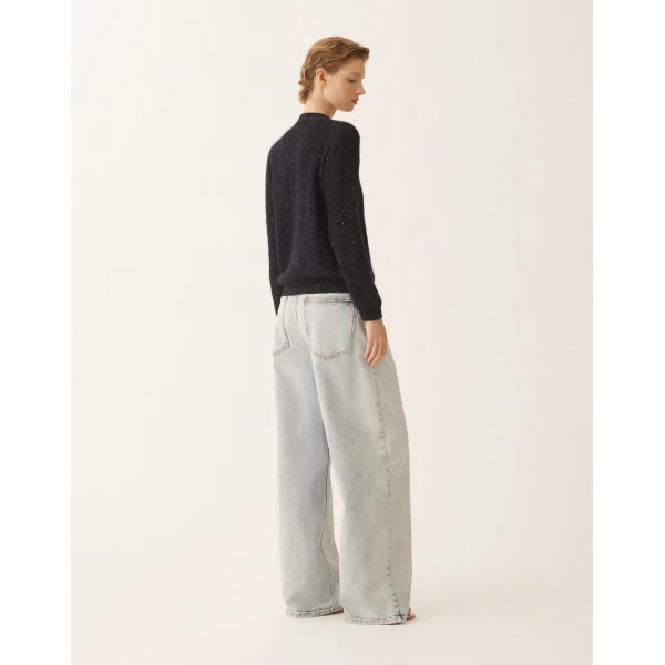 Fabiana Filippi Mohair Cardigan with Sequins in Night Blue, view 4