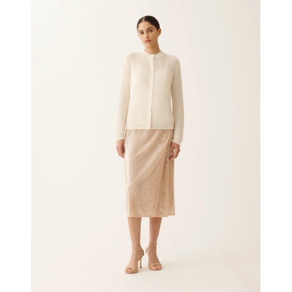 Fabiana Filippi Mohair Cardigan with Sequins in Raffia, view 3