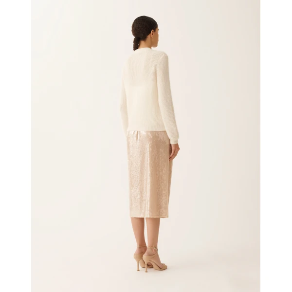 Fabiana Filippi Mohair Cardigan with Sequins in Raffia, view 4