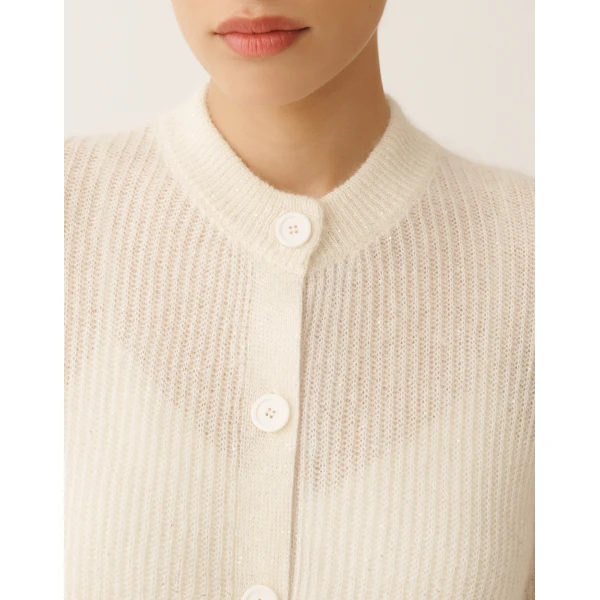 Fabiana Filippi Mohair Cardigan with Sequins in Raffia, view 5