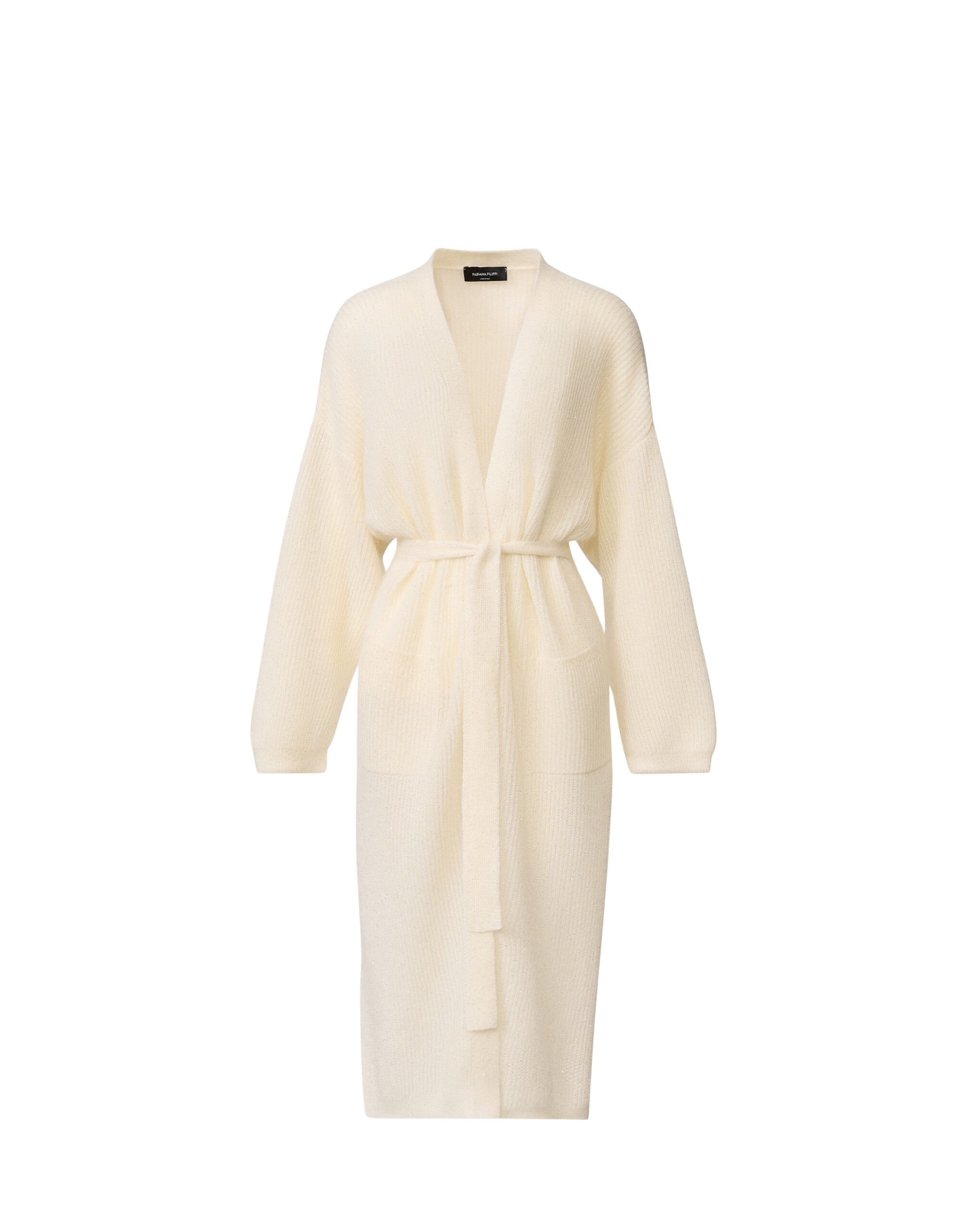 Fabiana Filippi Mohair Maxi Cardigan with Sequins in Raffia