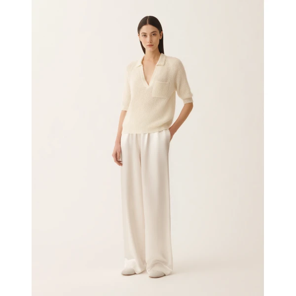 Fabiana Filippi Mohair Polo with Sequins in Raffia Knit, view 3