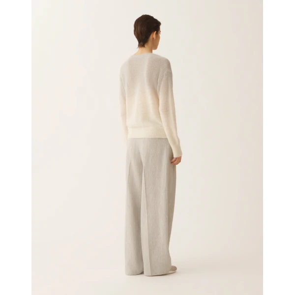Fabiana Filippi Mohair Sweater with Ombré Sequins, Raffia in Raffia/gray, view 4