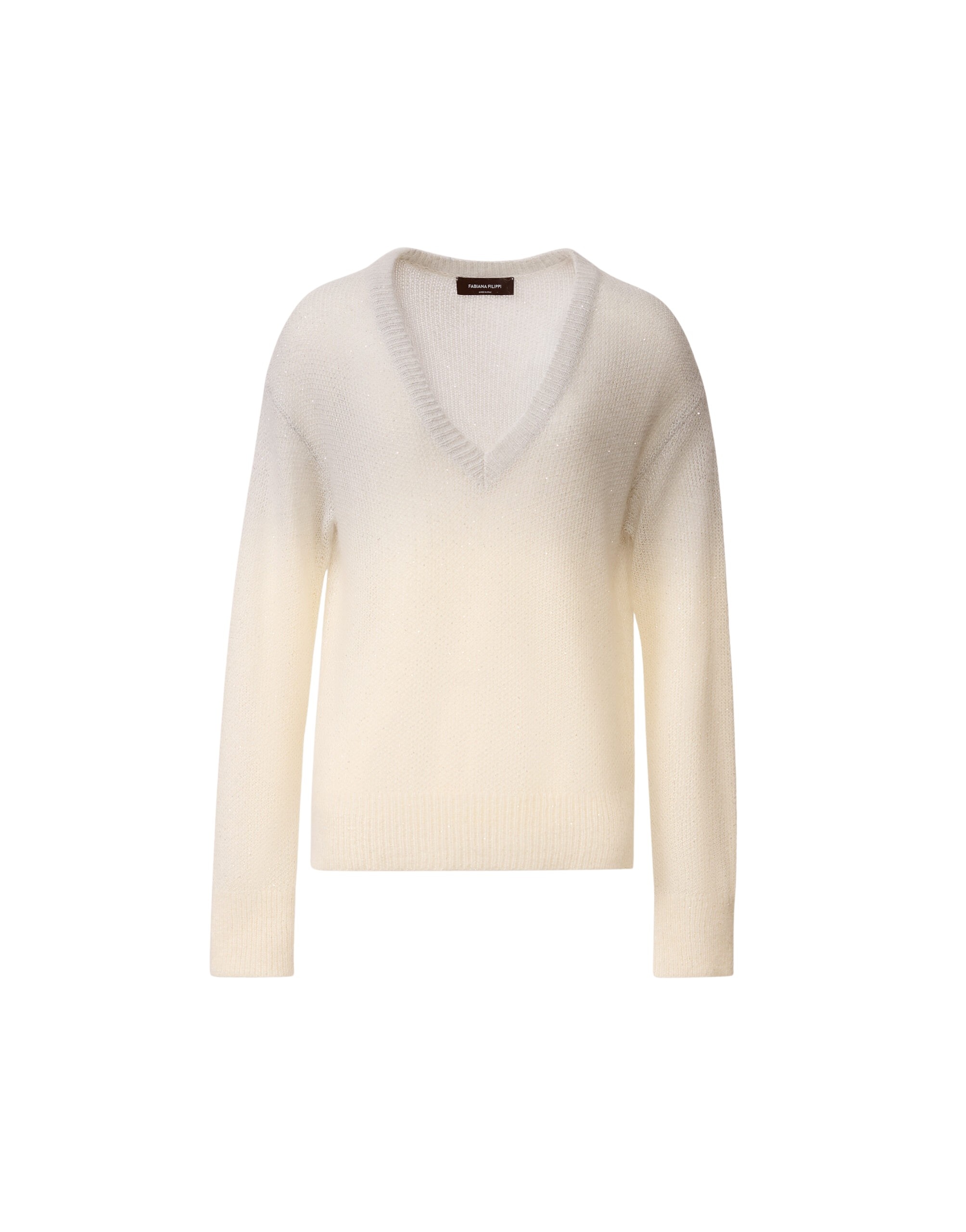 Fabiana Filippi Mohair Sweater with Ombré Sequins, Raffia in Raffia/gray