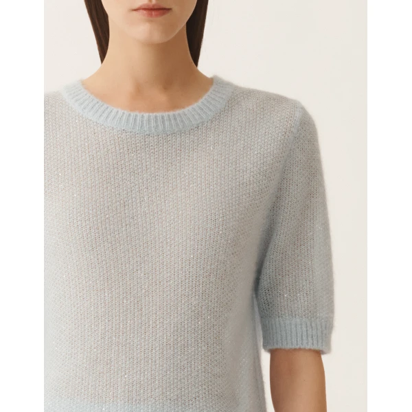 Fabiana Filippi Mohair Sweater with Sequins in Aqua, view 5